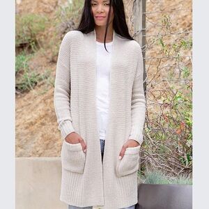 Barefoot Dreams Cozy Cream Open-Front Sweater size XS